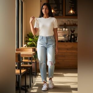 Lola Light Blue Distressed Boyfriend Jeans